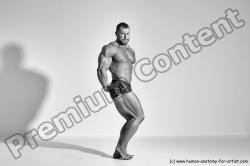 Underwear Man White Moving poses Muscular Short Brown Dynamic poses Academic